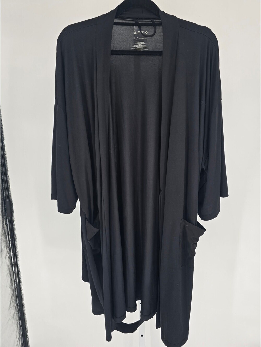 Apt. 9 Intimates Womens Sz L Knee Length Lightweight Robe Black